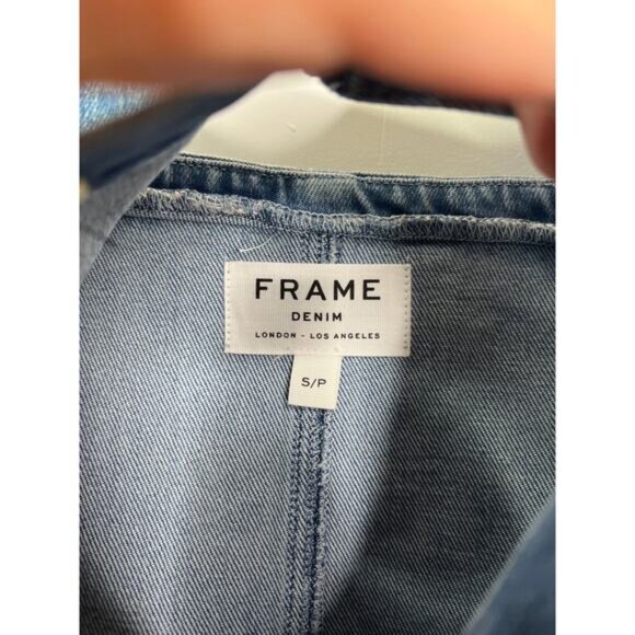 NEW Frame Claire Button Up Blue Denim Sleeveless Mini Dress Jumper Size: Small - Picture 4 of 7